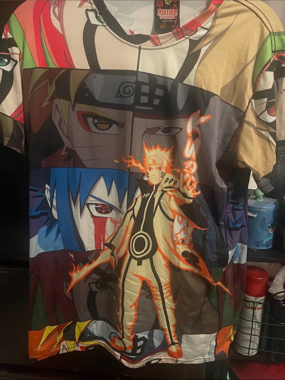 113- Naruto Graphic Anime Tee with Orange & Multicolor Print